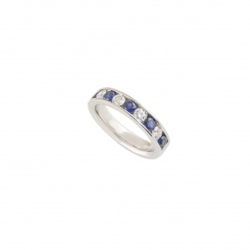 Platinum Diamond and Sapphire Half Eternity Ring Platinum Diamond and Sapphire Half Eternity Ring